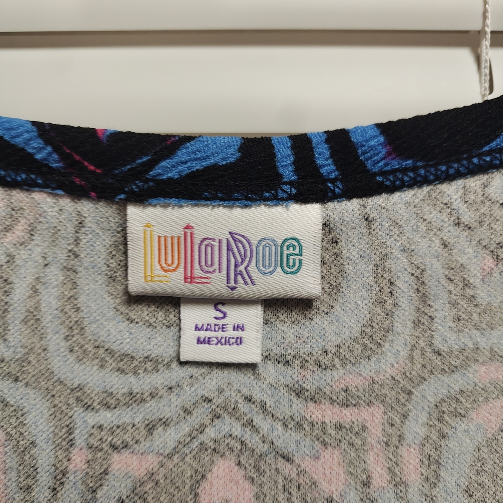 LuLaRoe Nicole Blue and Red Patterned Midi Dress - Picture 3 of 4